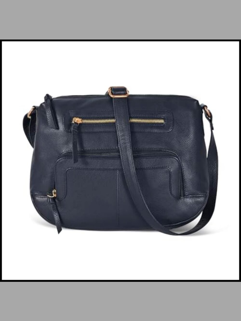 Genuine Leather Crossbody Bag Adjustable Strap Zip Compartments Women's Purse